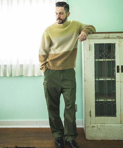 MR.OLIVE/7G MOHAIR KNIT / MULTI BORDER SWEATER ミスターオリーブ/モヘアニット / マルチボーダーセーター